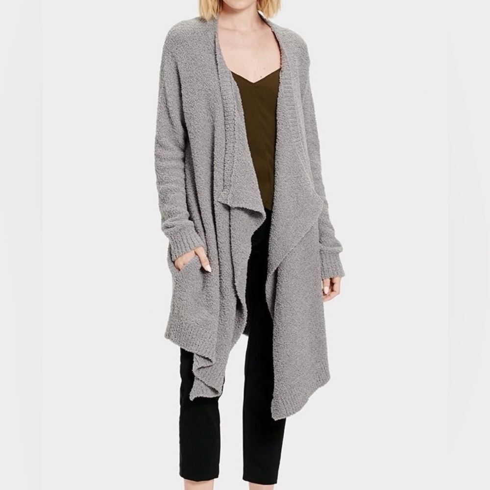 UGG Light Gray Open-Front Draped Phoebe Cardigan